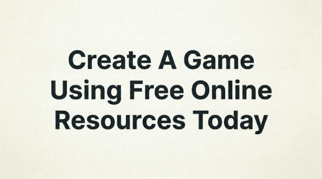 Create A Game Using Free Online Resources Today